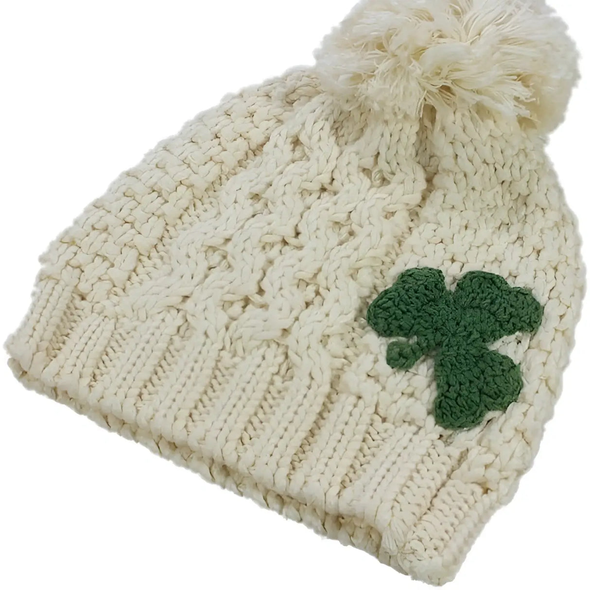 PF7319 Aran Cable Knit Shamrock Kids Beanie-Studio Creative Irish gift