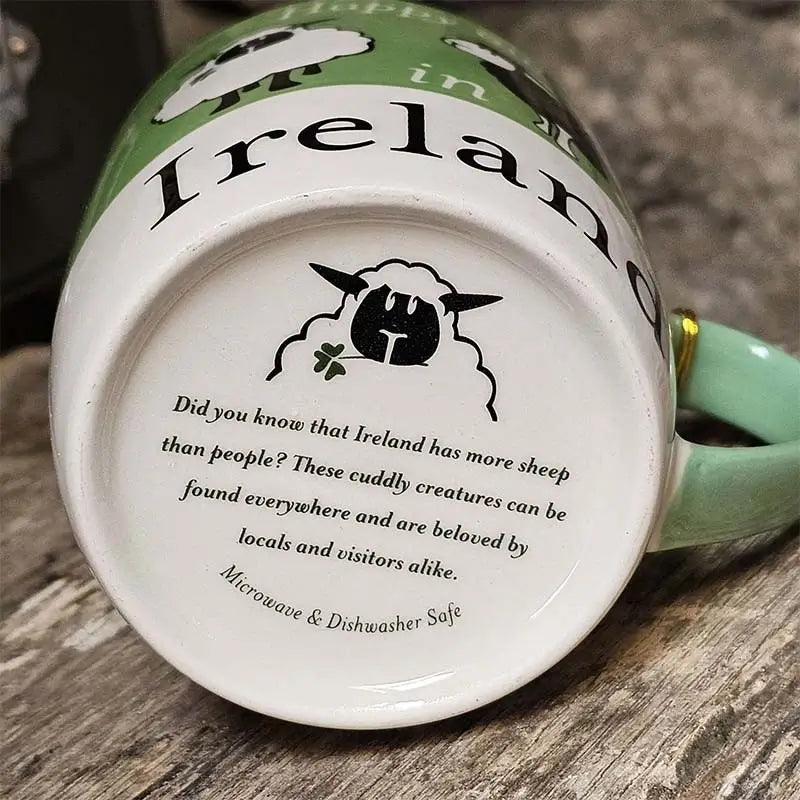 PP715-MUG01 Ceramic Happy Out In Ireland Sheep Mug Back Creative Irish Gifts