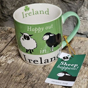 PP715-MUG01 Ceramic Happy Out In Ireland Sheep Mug Creative Irish Gifts