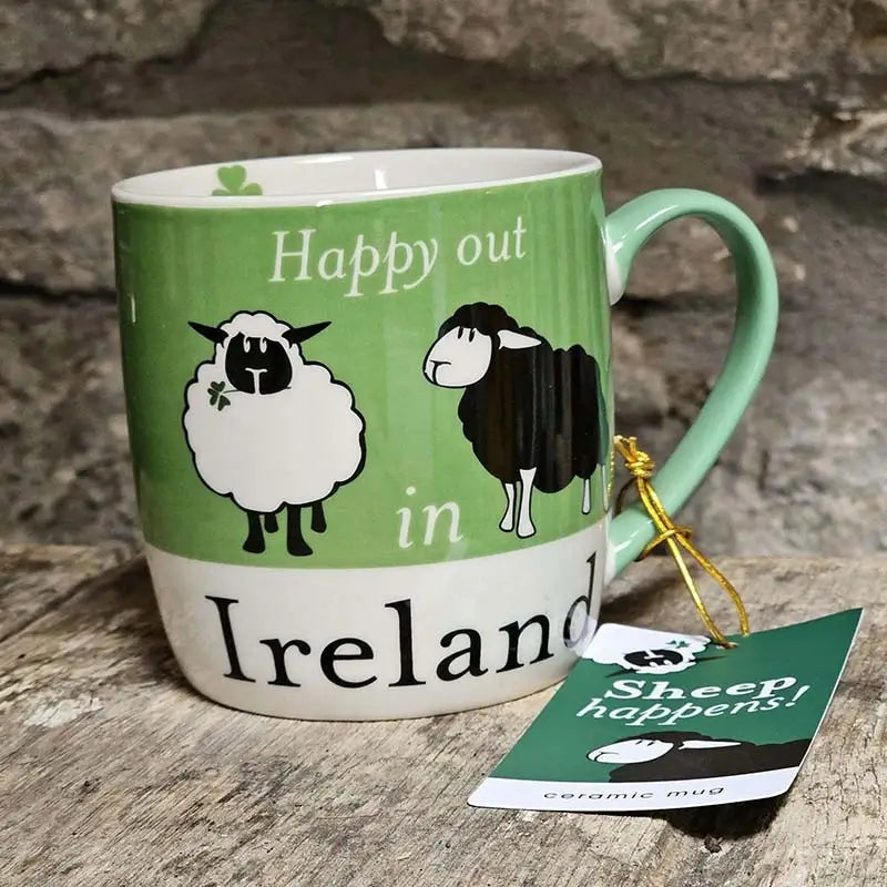 PP715-MUG01 Ceramic Happy Out In Ireland Sheep Mug Lifestyle Creative Irish Gifts