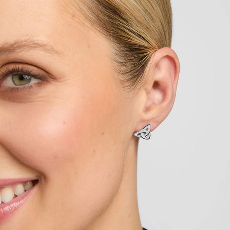 S3644 Premium Silver Trinity Knot Stud Earrings Creative Irish Gifts
