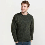  Men's Donegal Tweed Roll Neck Aran Sweater Green Creative Irish Gifts.com