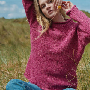 Ladies Irish Wool Tweed Sweater Pink Creative Irish Gifts