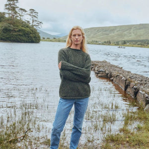 Ladies Irish Wool Tweed Sweater Green Lifestyle Creative Irish Gifts