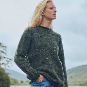 Ladies Irish Wool Tweed Sweater Green Creative Irish Gifts