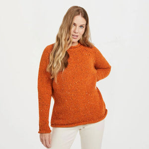 Ladies Irish Wool Tweed Sweater Orange Creative Irish Gifts