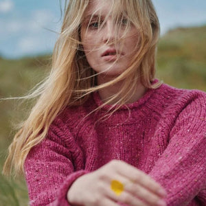 Ladies Irish Wool Tweed Sweater Pink Creative Irish Gifts