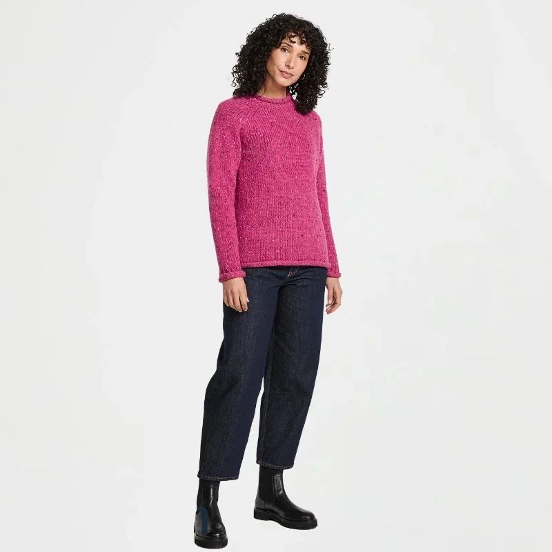 Ladies Irish Wool Tweed Sweater Pink Creative Irish Gifts