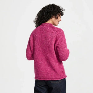 Ladies Irish Wool Tweed Sweater Pink back view Creative Irish Gifts