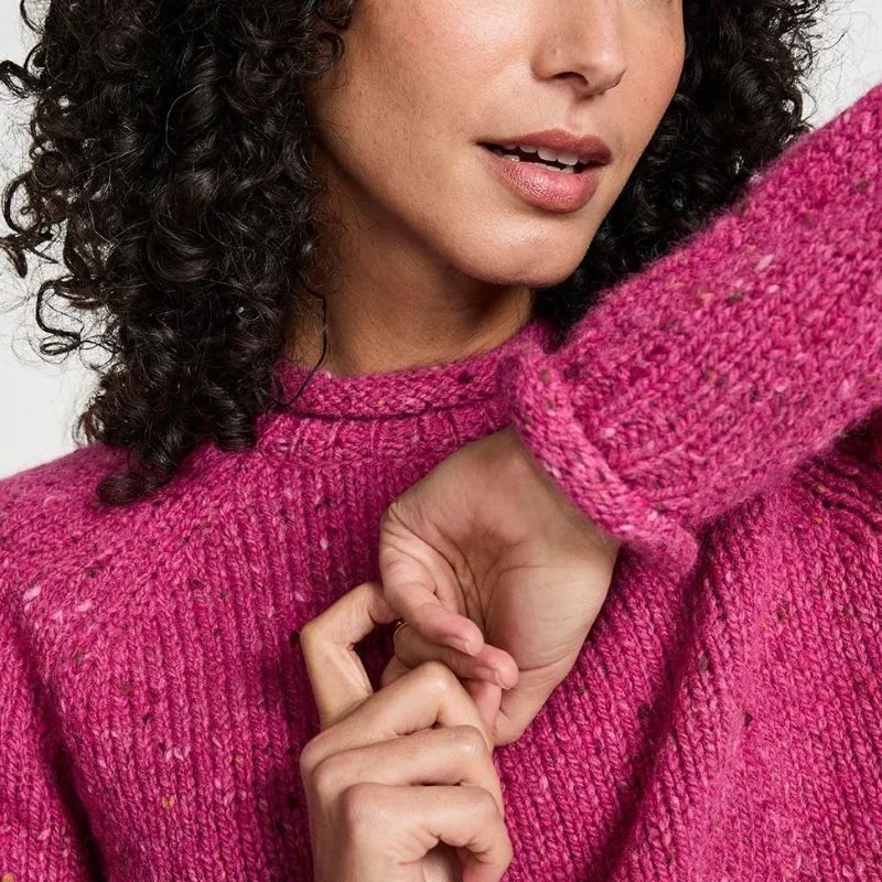 Ladies Irish Wool Tweed Sweater Pink Creative Irish Gifts