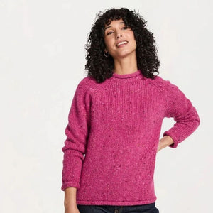Ladies Irish Wool Tweed Sweater Pink studio Creative Irish Gifts