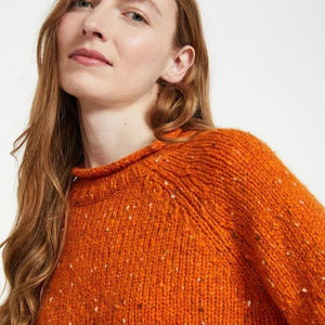 Ladies Irish Wool Tweed Sweater Orange Creative Irish Gifts