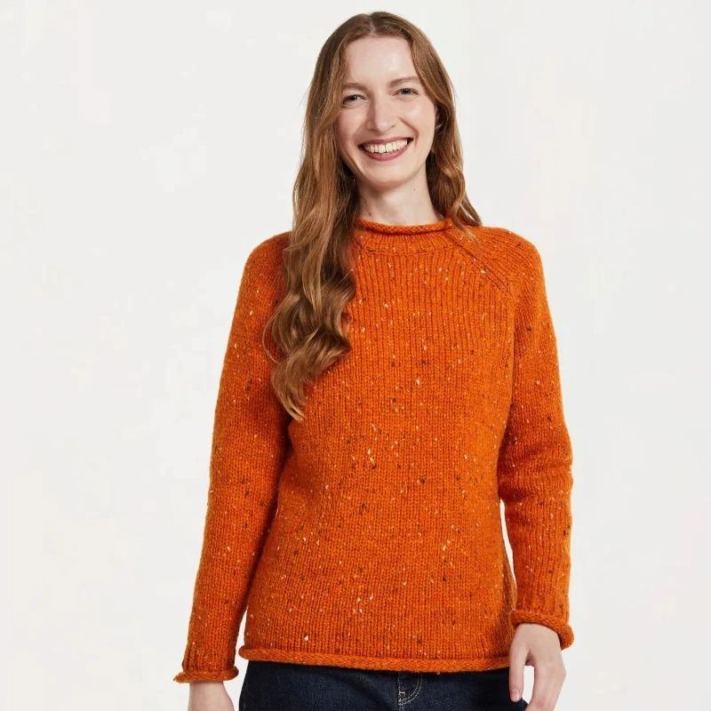 Ladies Irish Wool Tweed Sweater Orange Creative Irish Gifts