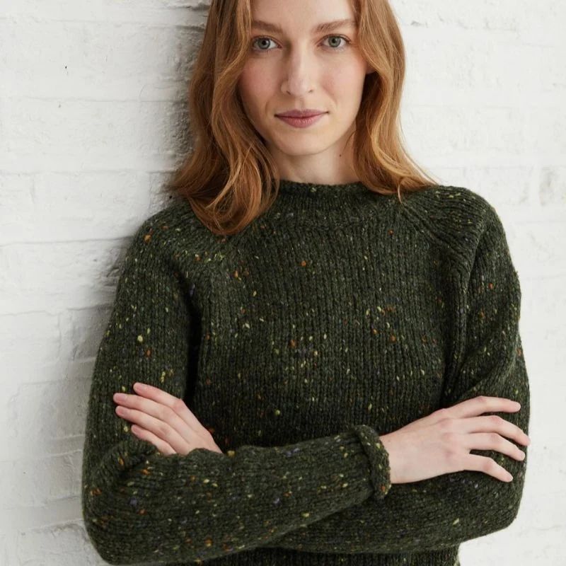 Ladies Irish Wool Tweed Sweater Green Creative Irish Gifts