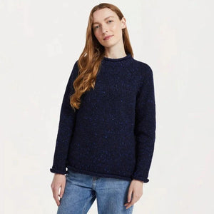 Ladies Irish Wool Tweed Sweater Navy Creative Irish Gifts