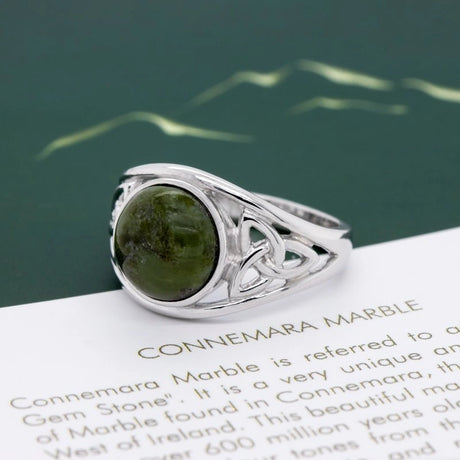 S2832 Sterling Silver Connemara Marble Trinity Ring Creative Irish Gifts
