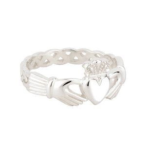 Sterling Silver Weave Womens Claddagh Ring - Creative Irish Gifts