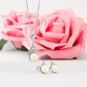 S33774 Silver Fresh Water Pearl Trinity Knot Stud Earrings and pendant Creative Irish Gifts
