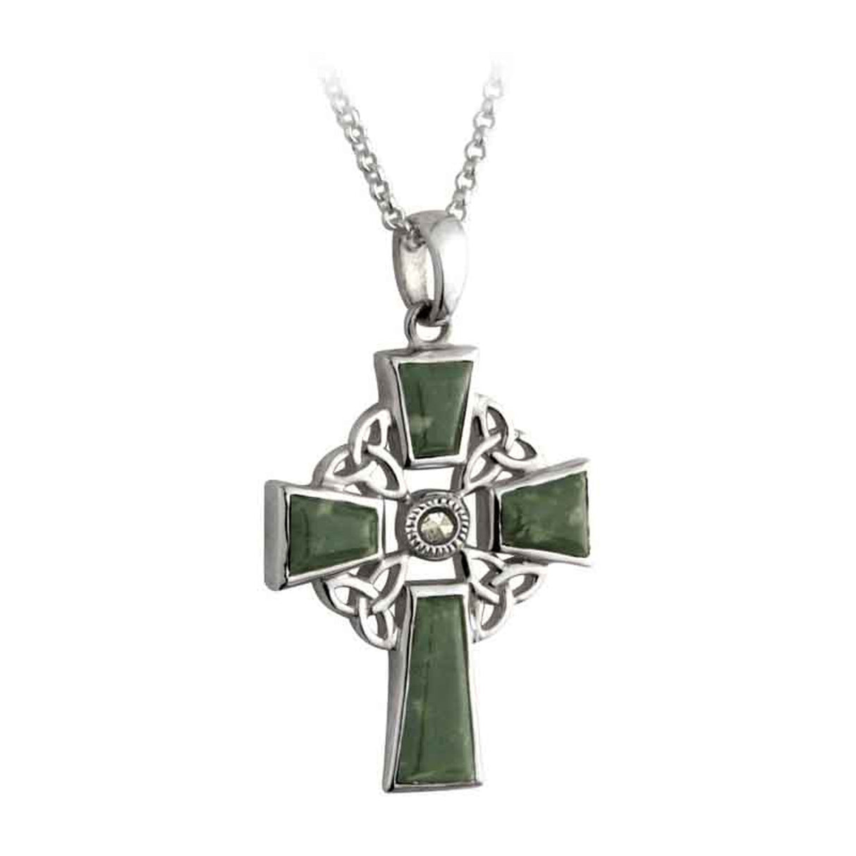 S44037 Connemara & Marcasite Celtic Cross Silver Pendant Creative Irish Gifts
