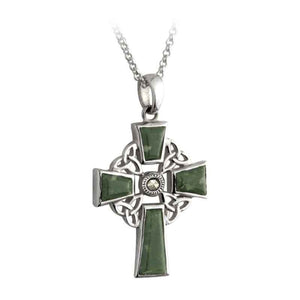 S44037 Connemara & Marcasite Celtic Cross Silver Pendant Creative Irish Gifts
