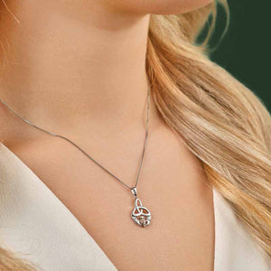 S45344 Two-Tone Irish Claddagh Trinity Diamond Necklace Creative Irish Gifts
