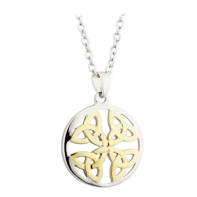 S45677 Sterling Silver Trinity Knot Circle Necklace Creative Irish Gifts
