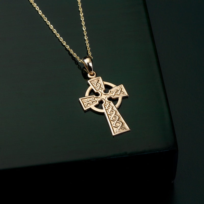 14K Gold Medium Celtic Cross Necklace - Creative Irish Gifts