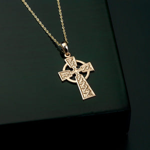 14K Gold Medium Celtic Cross Necklace - Creative Irish Gifts