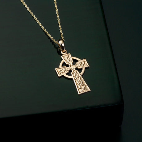 14K Gold Medium Celtic Cross Necklace - Creative Irish Gifts
