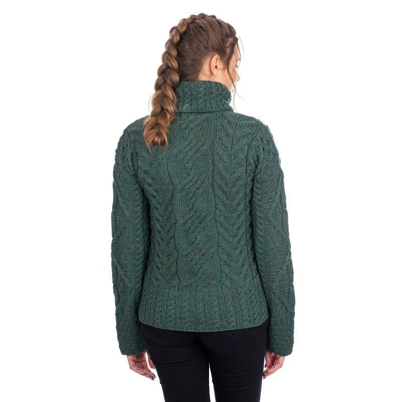 Women's Aran Cable Knit Turtleneck Sweater