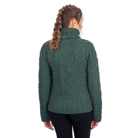 Women's Aran Cable Knit Turtleneck Sweater