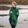 SA935-406-OS Aran Patchwork Merino Wool Throw, Green Creative Irish gift