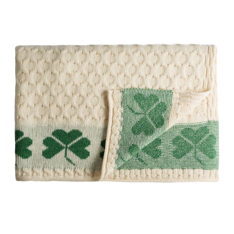 Aran Shamrock & Honeycomb Knit Blanket Creative Irish Gift