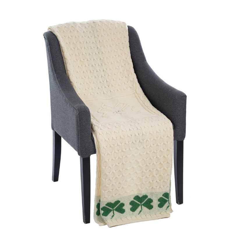 Aran Shamrock & Honeycomb Knit Blanket  Creative Irish Gift