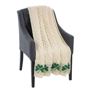 Aran Shamrock & Honeycomb Knit Blanket  Creative Irish Gift