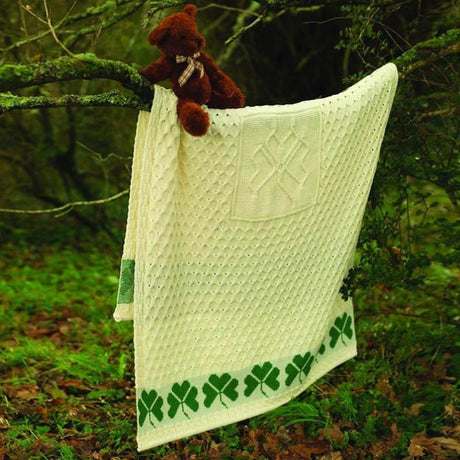 Aran Shamrock & Honeycomb Knit Blanket  Lifestyle Creative Irish Gift