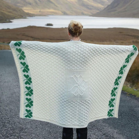 Aran Shamrock & Honeycomb Knit Blanket  Creative Irish Gift