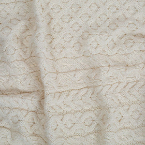 Merino Wool Aran Knit Throw Blanket White Creative Irish Gift