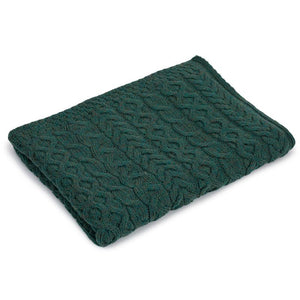  Merino Wool Aran Knit Throw Blanket Green Creative Irish Gift