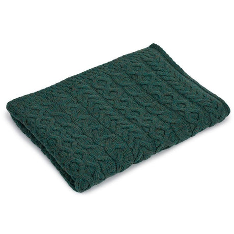  Merino Wool Aran Knit Throw Blanket Green Creative Irish Gift