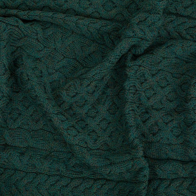 Merino Wool Aran Knit Throw Blanket Green Creative Irish Gift