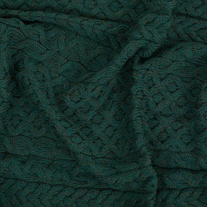 Merino Wool Aran Knit Throw Blanket Green Creative Irish Gift