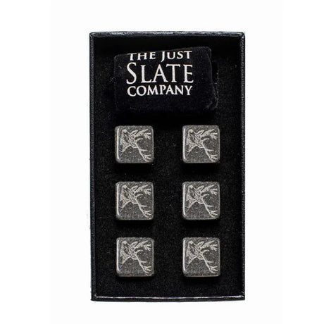 SH-JS/WS/S Set of 6 Whisky Stones with Scottish Stag Design  Creative Irish Gifts
