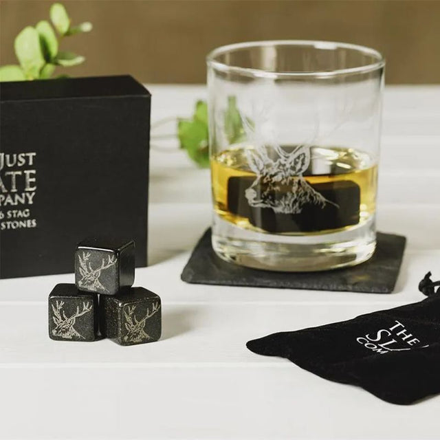 SH-JS/WS/S Set of 6 Whisky Stones with Scottish Stag Design  Creative Irish Gifts
