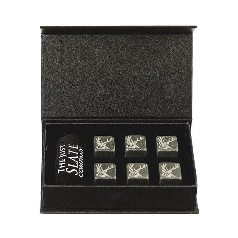 SH-JS/WS/S Set of 6 Whisky Stones with Scottish Stag Design  Creative Irish Gifts
