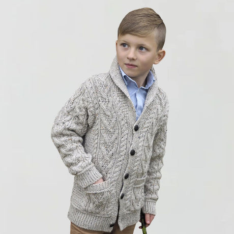 Children's Wool Aran Cable & Moss Cardigan studio Creative Irish Gifts