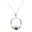 SP91G Silver Claddagh Pendant, Garnet January Birthstone Creative Irish Gifts
