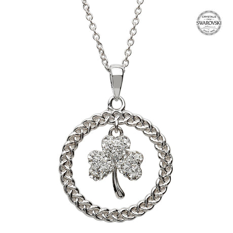 SW60 Swarovski Celtic Shamrock Silver Pendant Creative Irish gift.