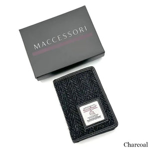 Scottish Harris Tweed Bi-Fold Card Holder, Charcoal-Creative Irish gift