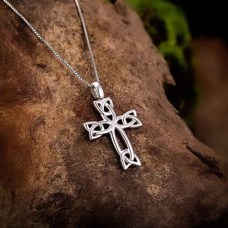 Silver Celtic Cross with Trinity Necklace - Creative Irish Gifts